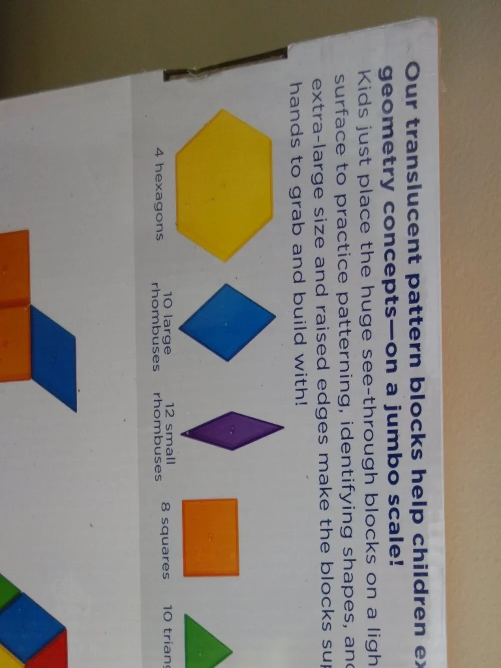 (b)	NIB New LAKESHORE Jumbo Translucent Pattern Blocks